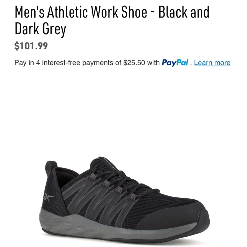 Reebok Unisex Astroride Work Athletic Memory Foam Sneakers Black Size 5 Men’s/7W